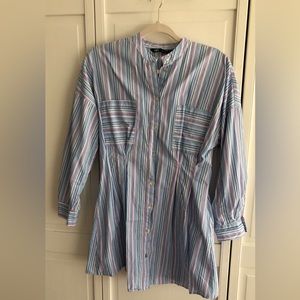 Zara Shirt Dress with colorful stripe pattern!
